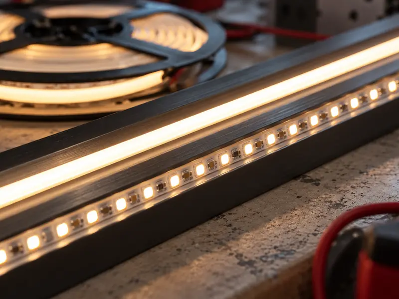 Alüminyum profilde kesintisiz yanan COB şerit LED ve noktalı SMD şerit LED